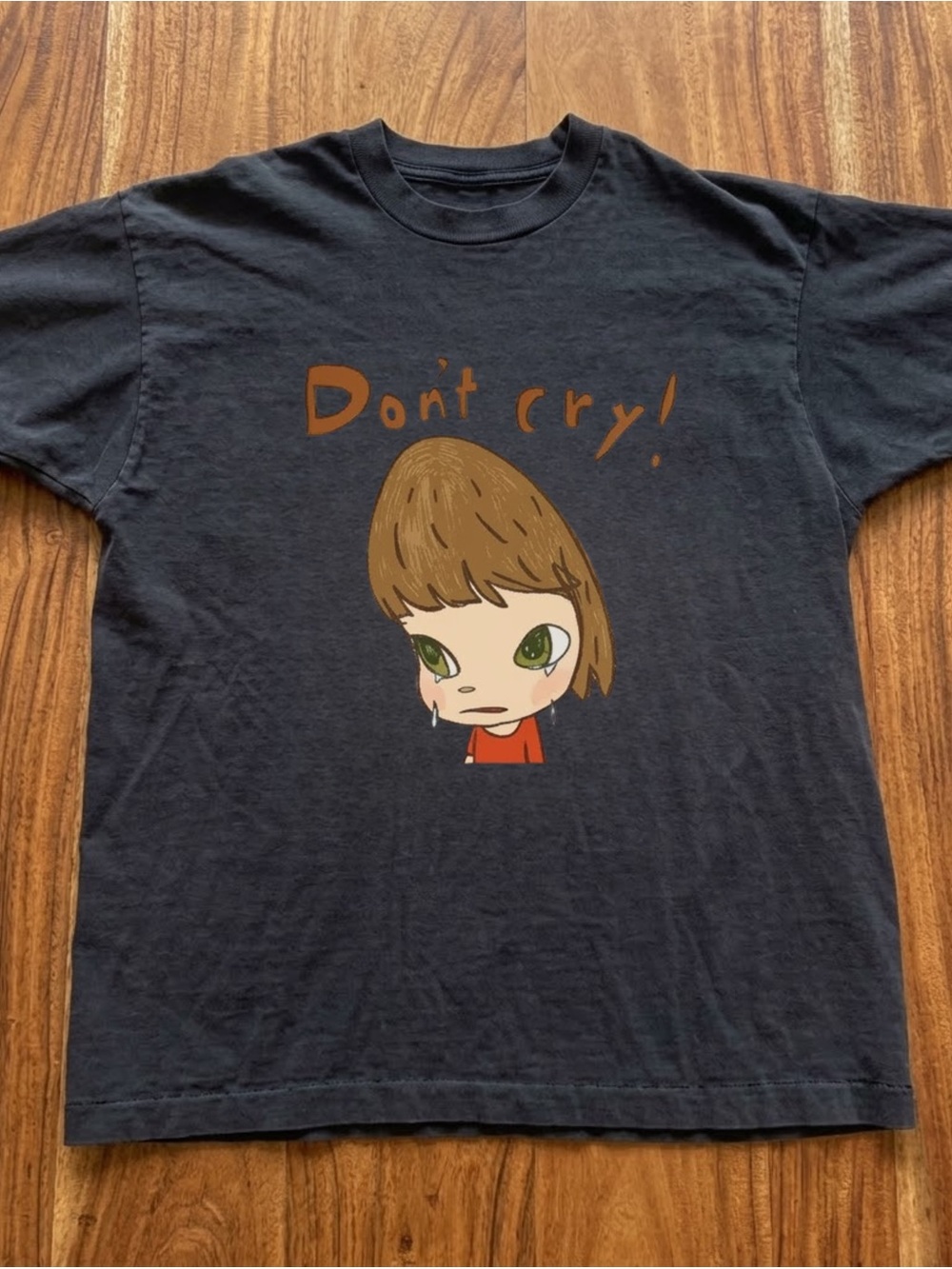 Women Black 'Don't Cry' with Cartoon Face